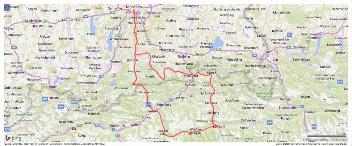 Streckenverlauf 400km Voralpen Rundfahrt